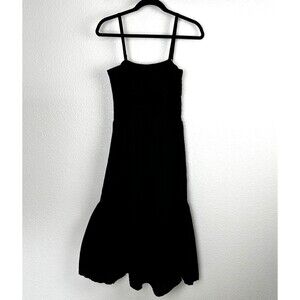 J Crew Factory Women's Strappy Ruched Sun Dress Black Size Lined